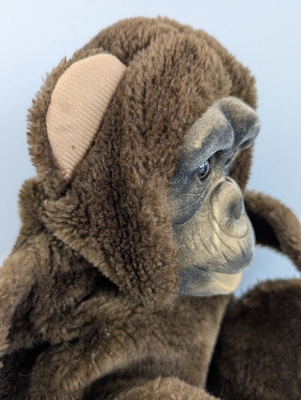 Vintage Hosung Plush Chimp Hand Puppet w Flocked Vinyl Face, Long Arms, Squeaker - Picture 5 of 14